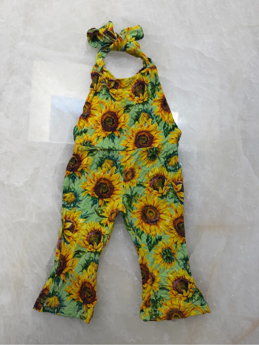 Little Bum Bum bell bottom Sunflower One-Piece romper - Yellow & Green